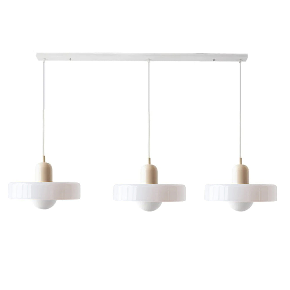 3-headed Bauhaus pendant light made of colored glass