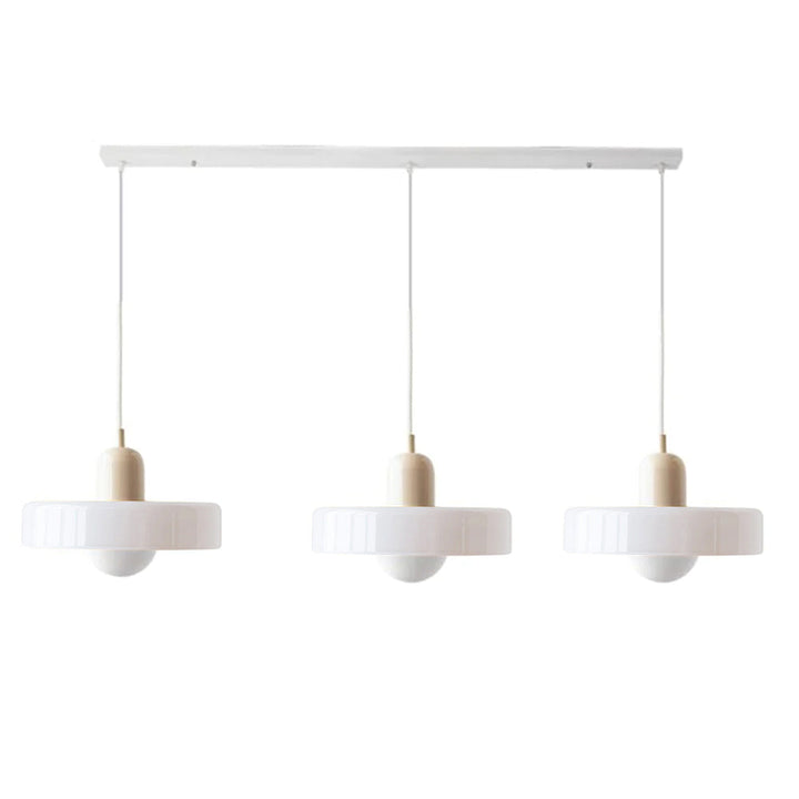 3-headed Bauhaus pendant light made of colored glass