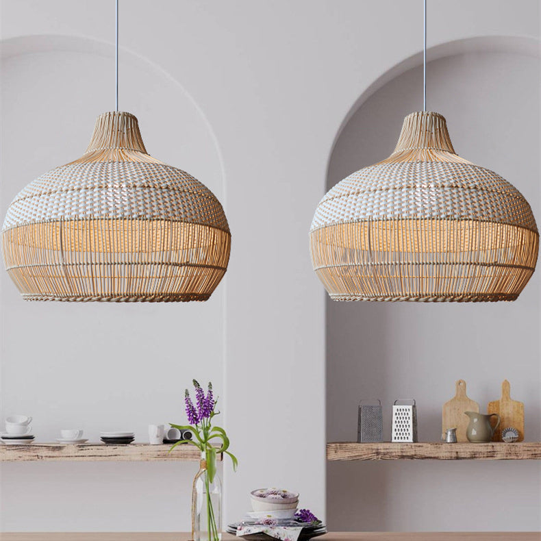Handwoven pendant light for the kitchen