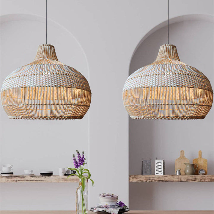 Handwoven pendant light for the kitchen