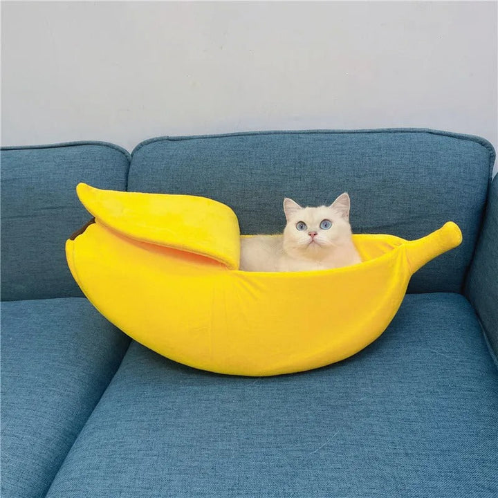 Katzenliebe | Bananenförmiges Kuschelbett für ultimativen Komfort