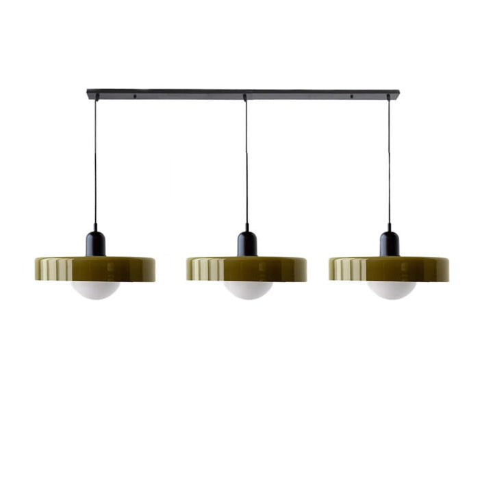 3-headed Bauhaus pendant light made of colored glass