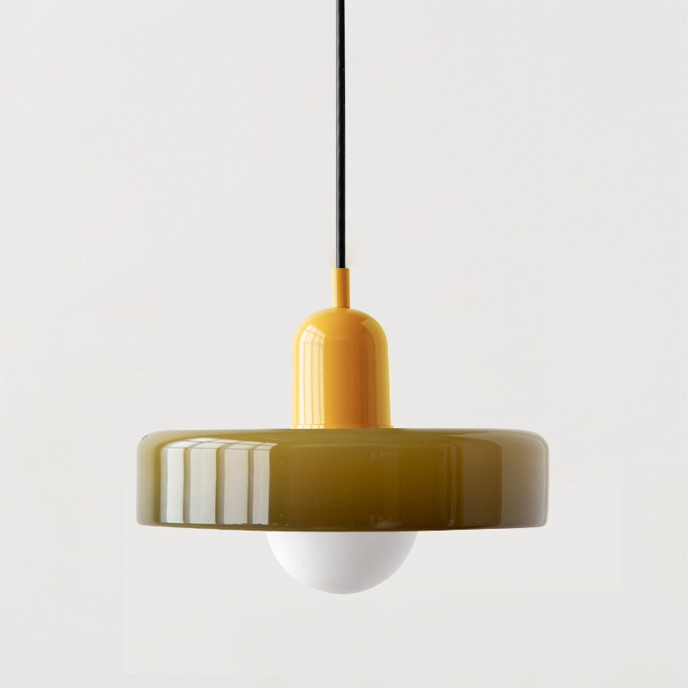 3-headed Bauhaus pendant light made of colored glass