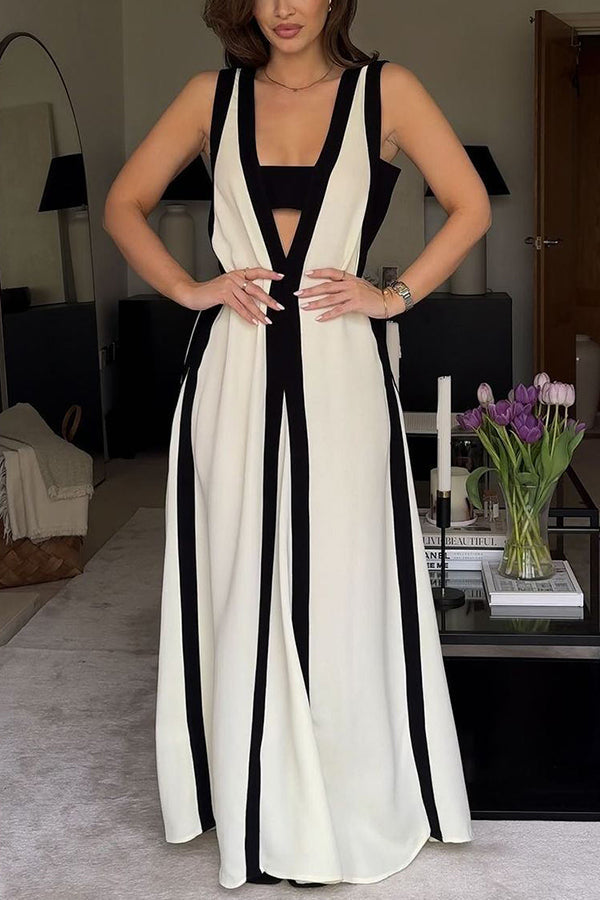 Tiana - Elegant reversible maxi dress with piano keys