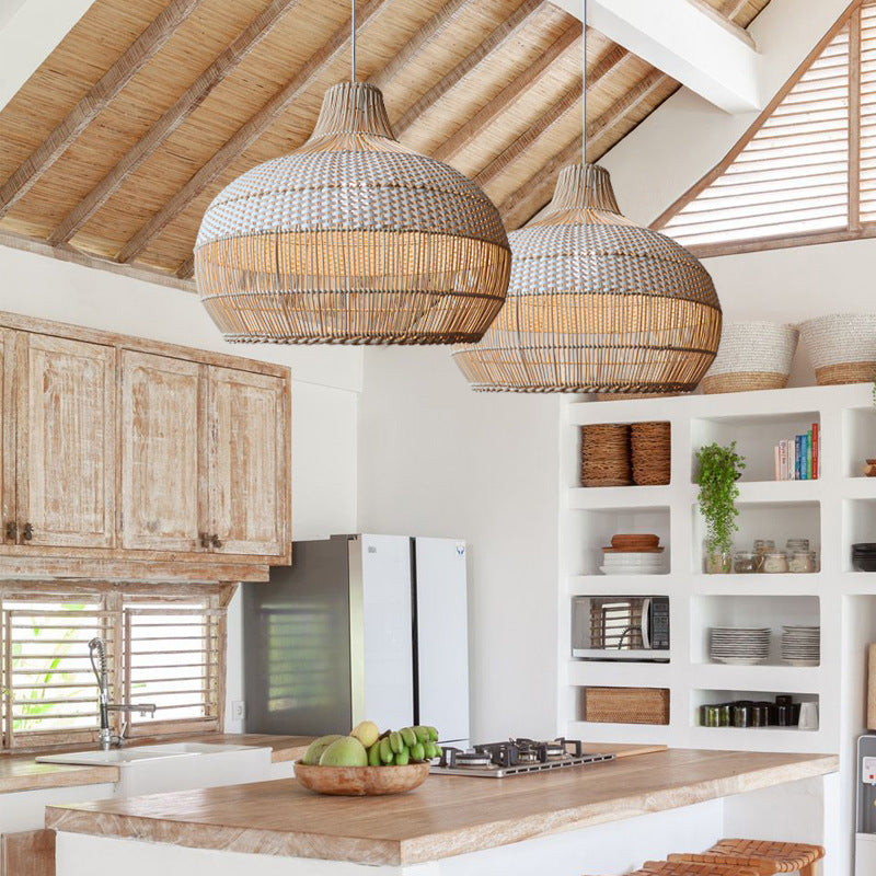 Handwoven pendant light for the kitchen