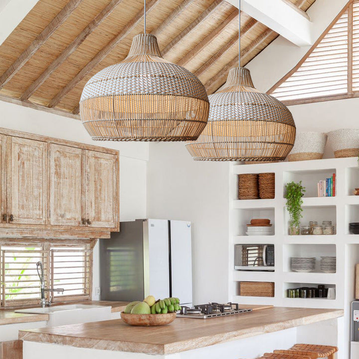 Handwoven pendant light for the kitchen