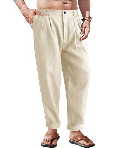 Maximus - Wide-legged cotton linen trousers for men
