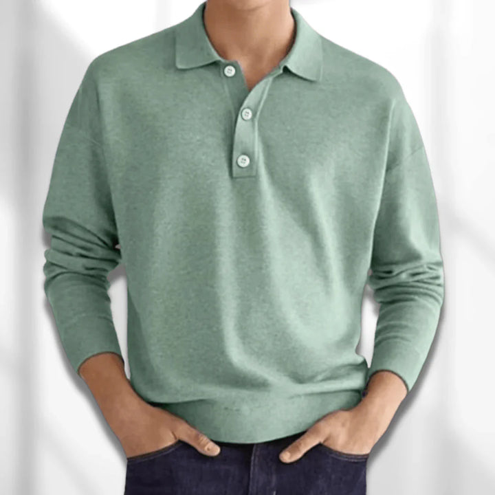 Long-sleeved polo sweater