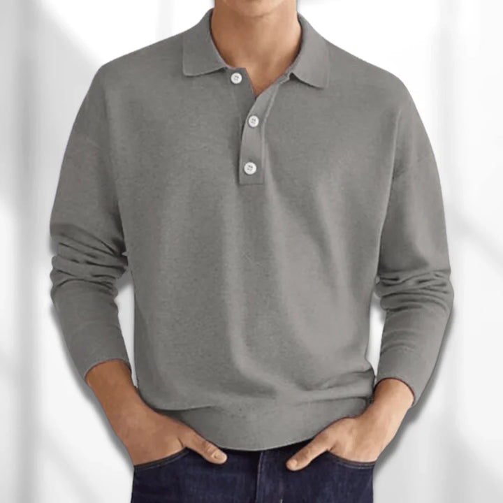 Long-sleeved polo sweater