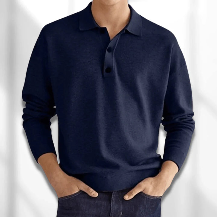 Long-sleeved polo sweater