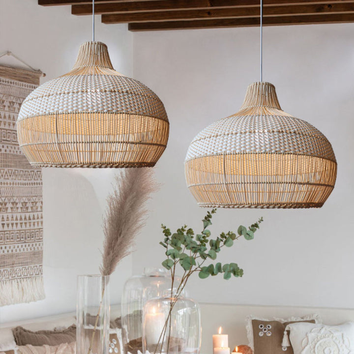 Handwoven pendant light for the kitchen