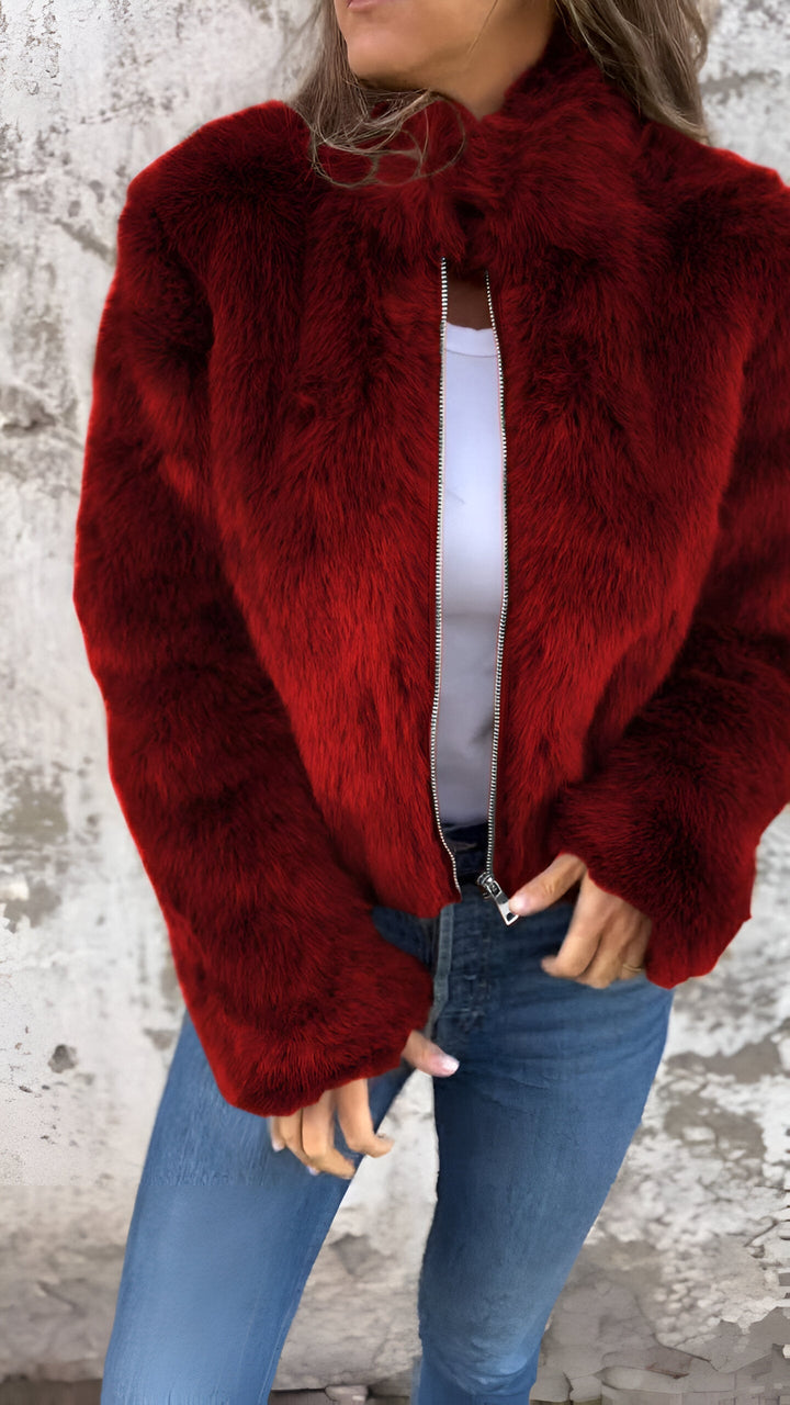 Maris | Plush coat with high collar and zipper