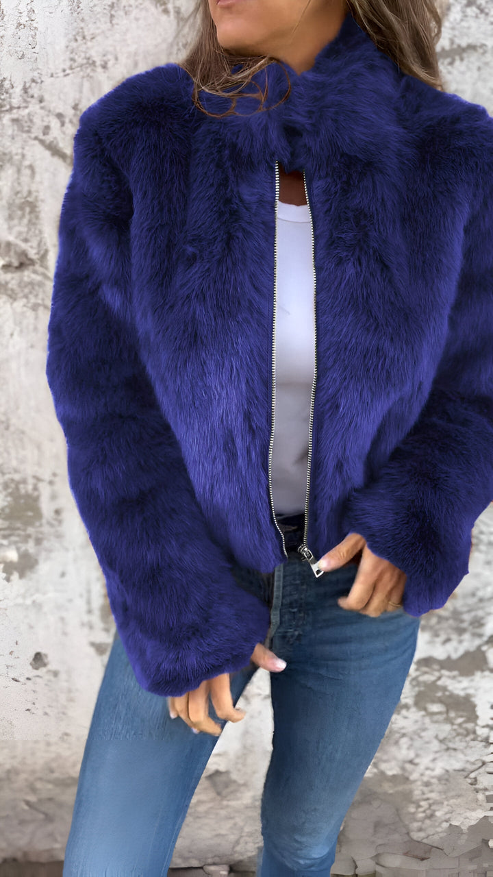 Maris | Plush coat with high collar and zipper
