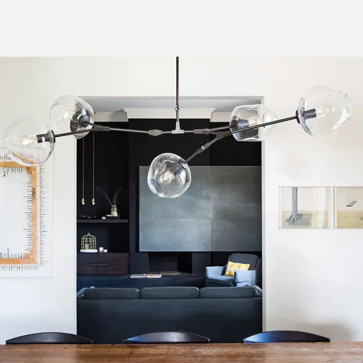 Bifurcation Sputnik chandelier made of bubble glass