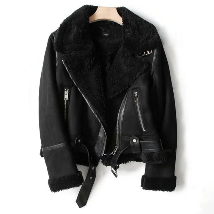 Charlotte | Women's leather jacket with Sherpa lining