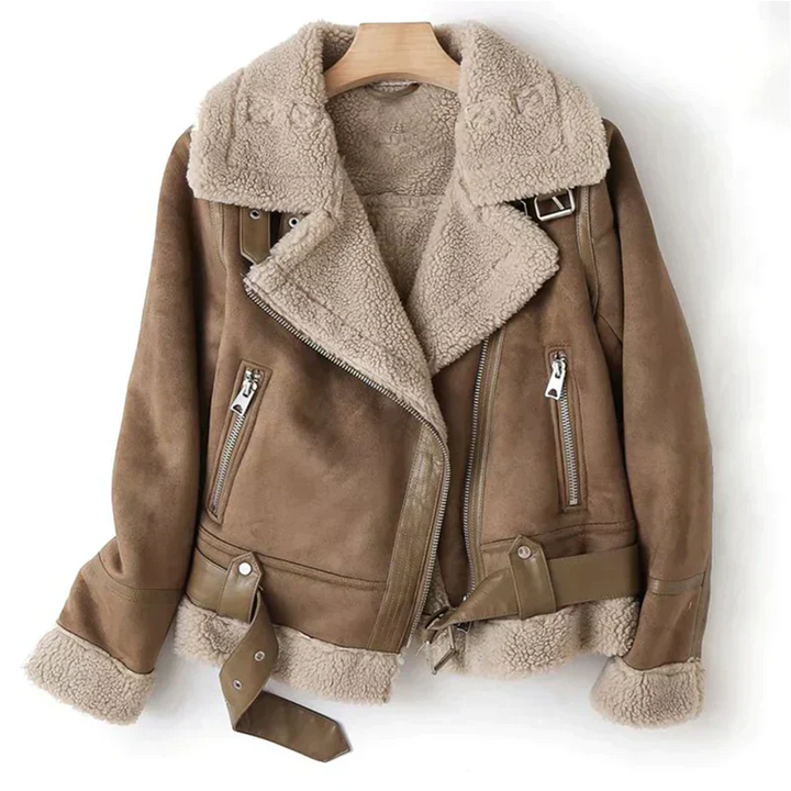 Charlotte | Women's leather jacket with Sherpa lining