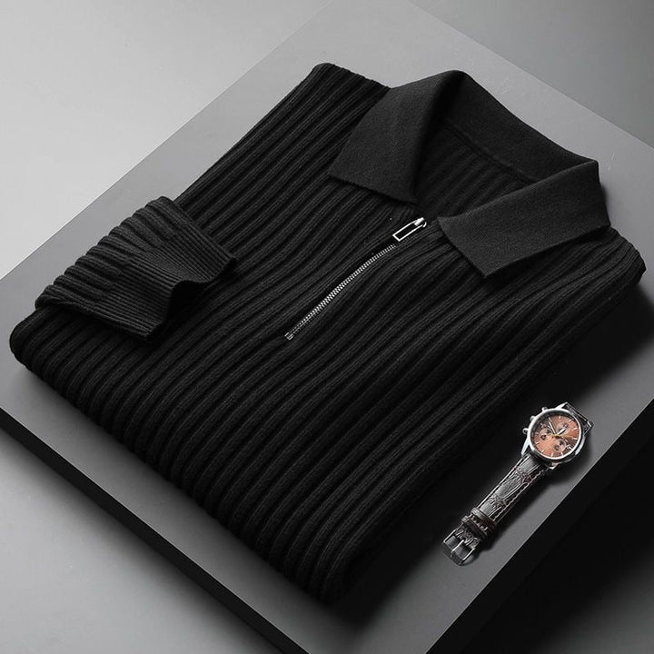 Men's zip-up polo sweater