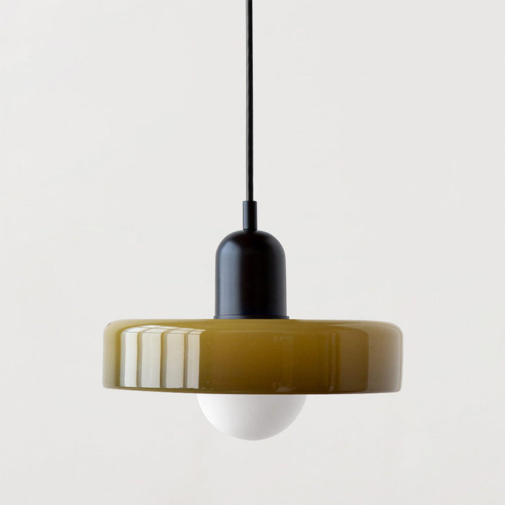 3-headed Bauhaus pendant light made of colored glass