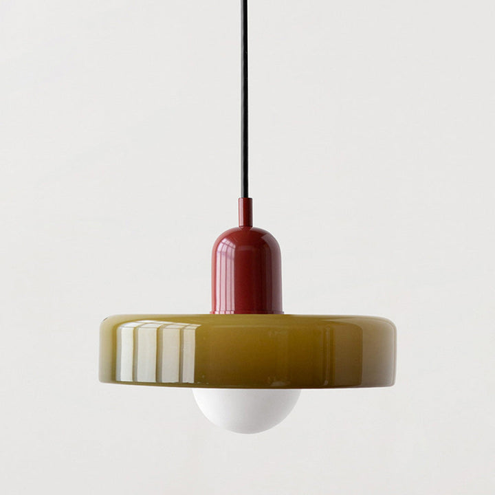 3-headed Bauhaus pendant light made of colored glass