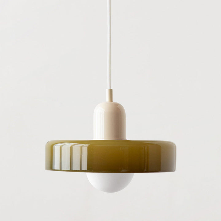 3-headed Bauhaus pendant light made of colored glass