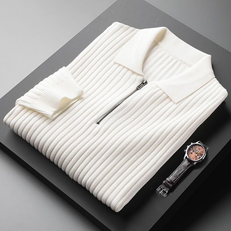 Men's zip-up polo sweater