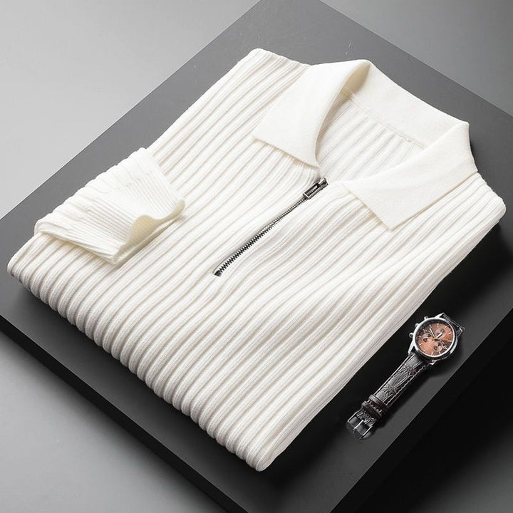 Men's zip-up polo sweater