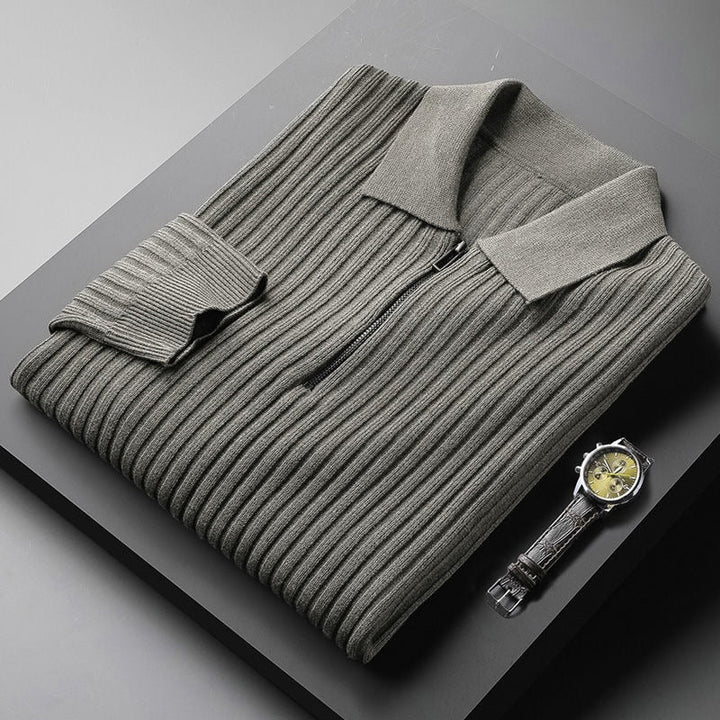 Men's zip-up polo sweater
