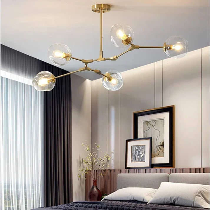 Bifurcation Sputnik chandelier made of bubble glass