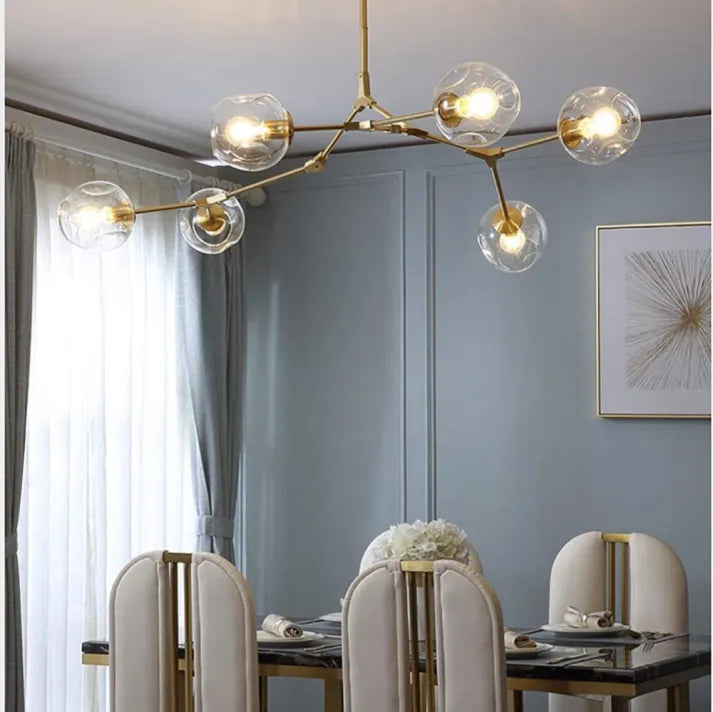 Bifurcation Sputnik chandelier made of bubble glass
