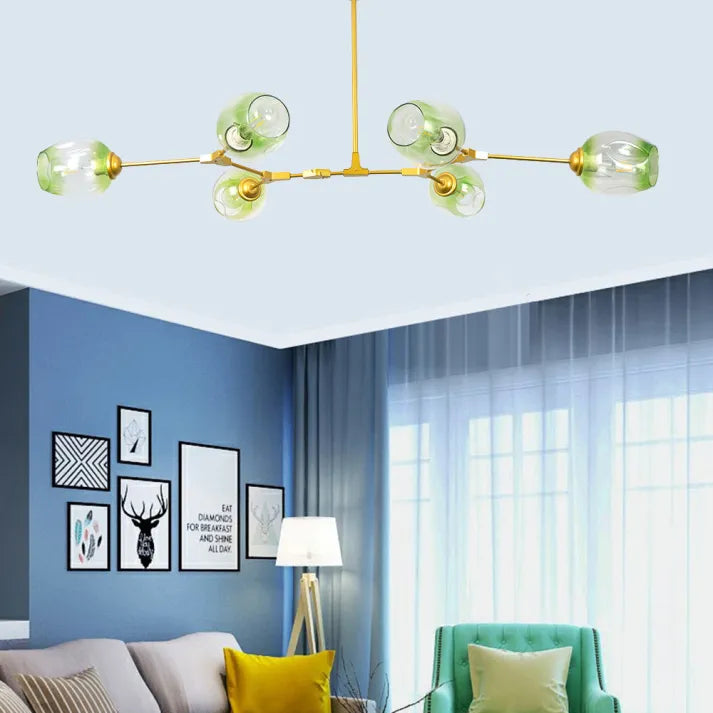 Bifurcation Sputnik chandelier made of bubble glass