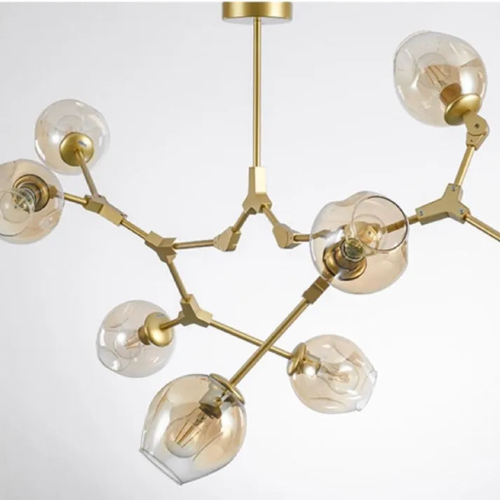 Bifurcation Sputnik chandelier made of bubble glass