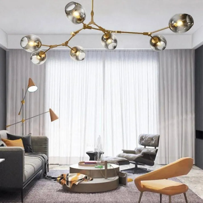 Bifurcation Sputnik chandelier made of bubble glass