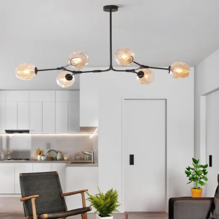 Bifurcation Sputnik chandelier made of bubble glass