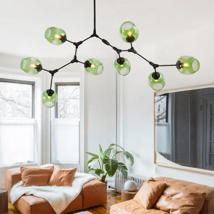 Bifurcation Sputnik chandelier made of bubble glass