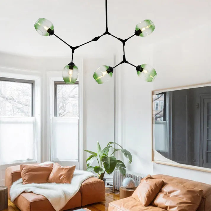 Bifurcation Sputnik chandelier made of bubble glass