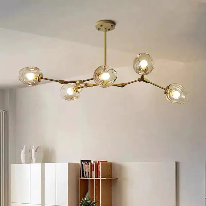 Bifurcation Sputnik chandelier made of bubble glass