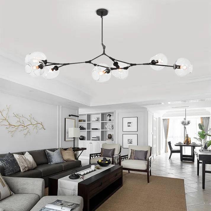 Bifurcation Sputnik chandelier made of bubble glass