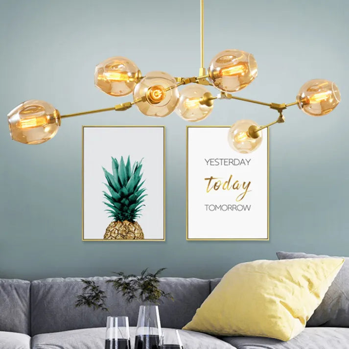 Bifurcation Sputnik chandelier made of bubble glass