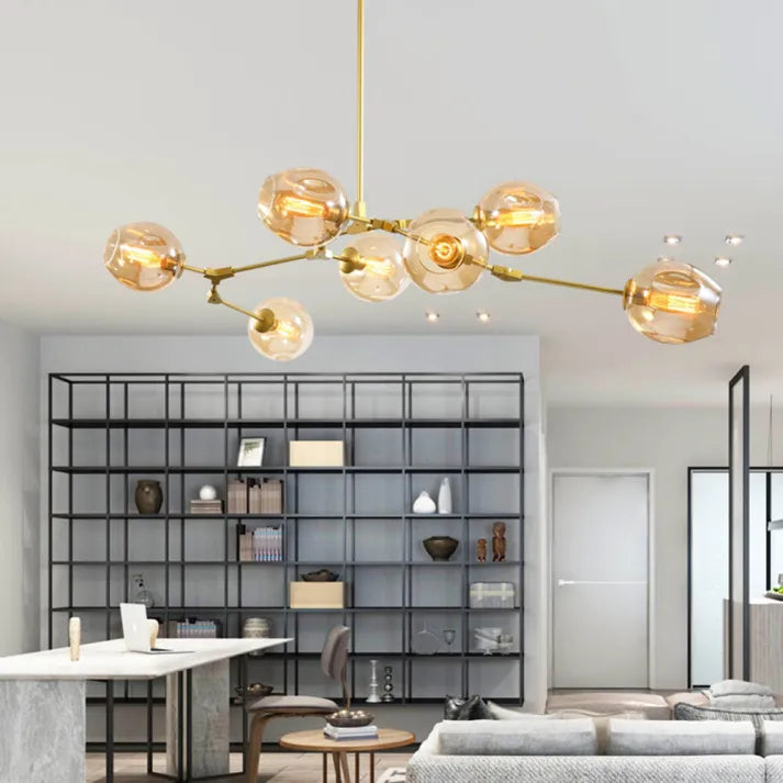 Bifurcation Sputnik chandelier made of bubble glass