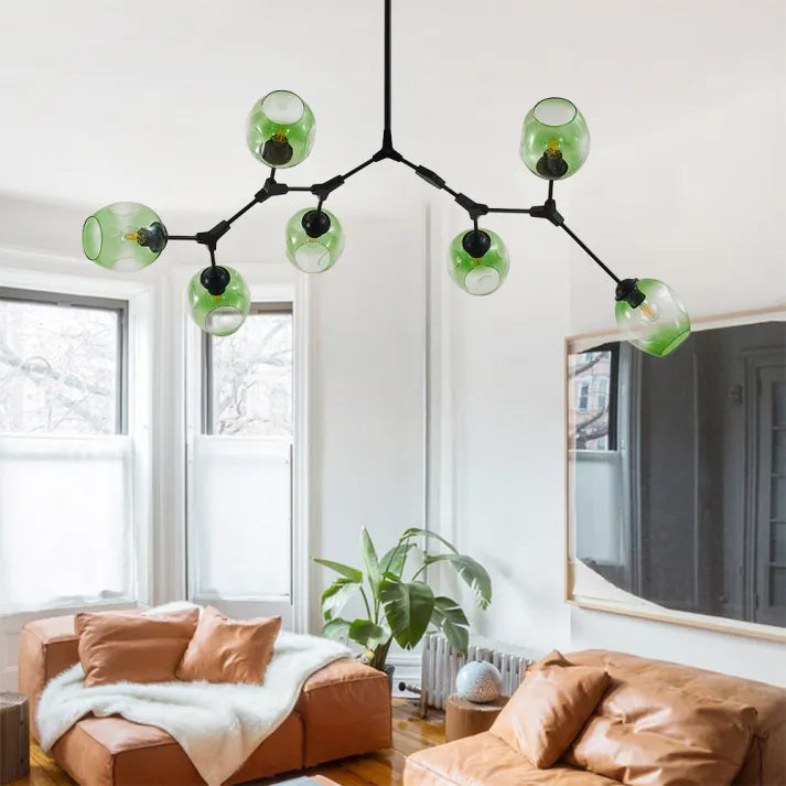 Bifurcation Sputnik chandelier made of bubble glass
