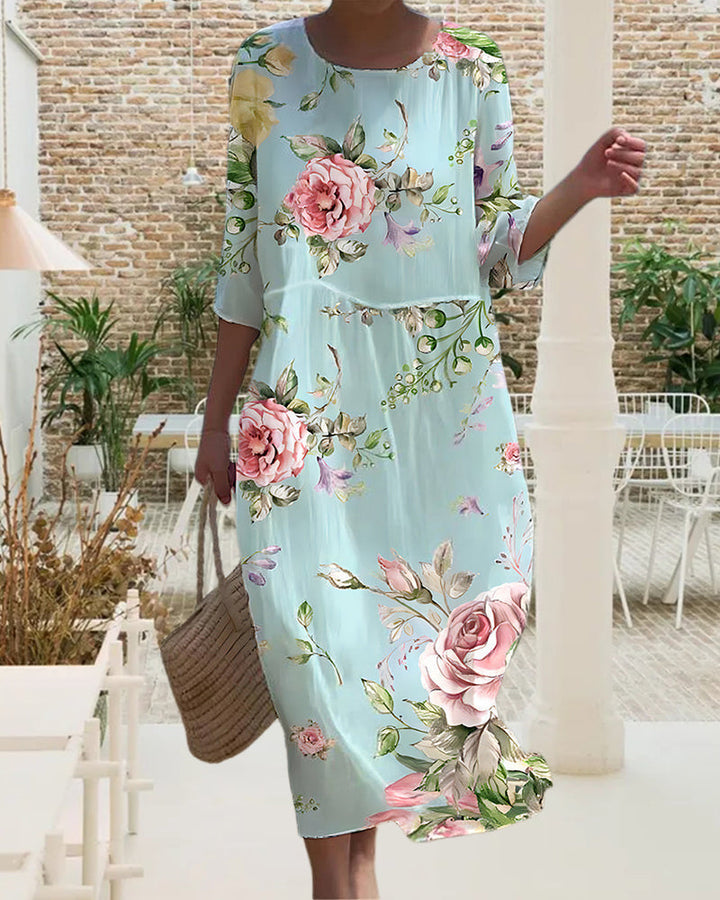 Karina | Elegant floral cropped dress