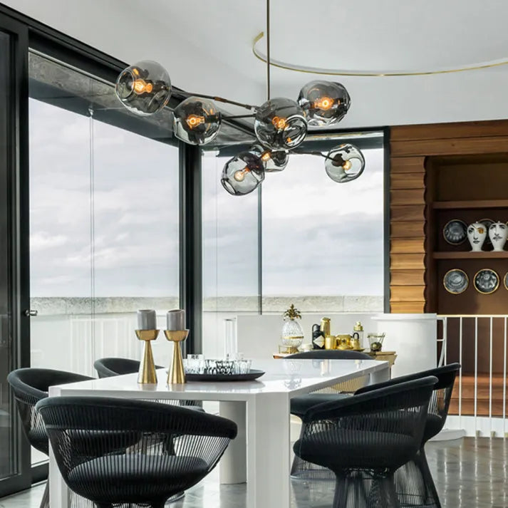 Bifurcation Sputnik chandelier made of bubble glass