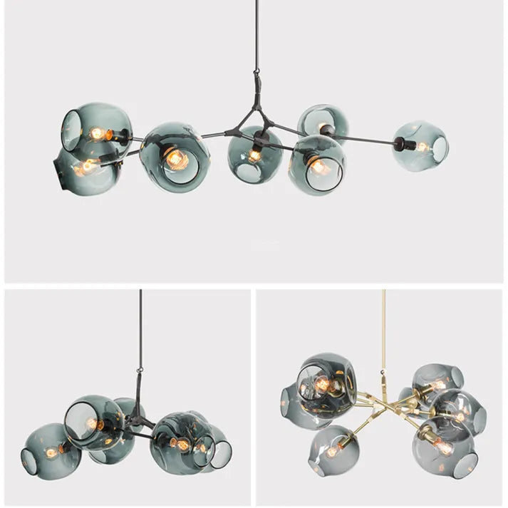 Bifurcation Sputnik chandelier made of bubble glass