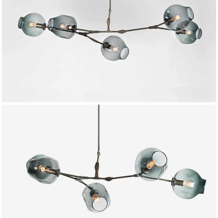 Bifurcation Sputnik chandelier made of bubble glass