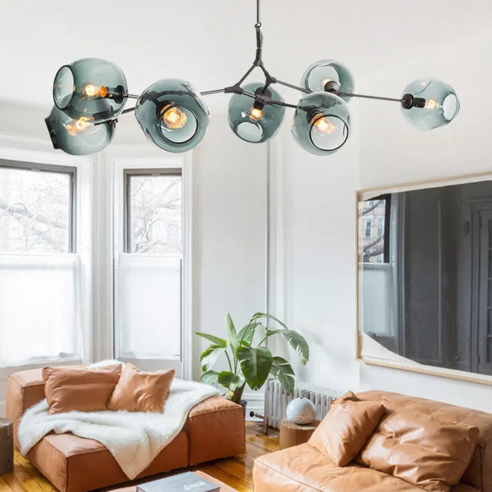 Bifurcation Sputnik chandelier made of bubble glass