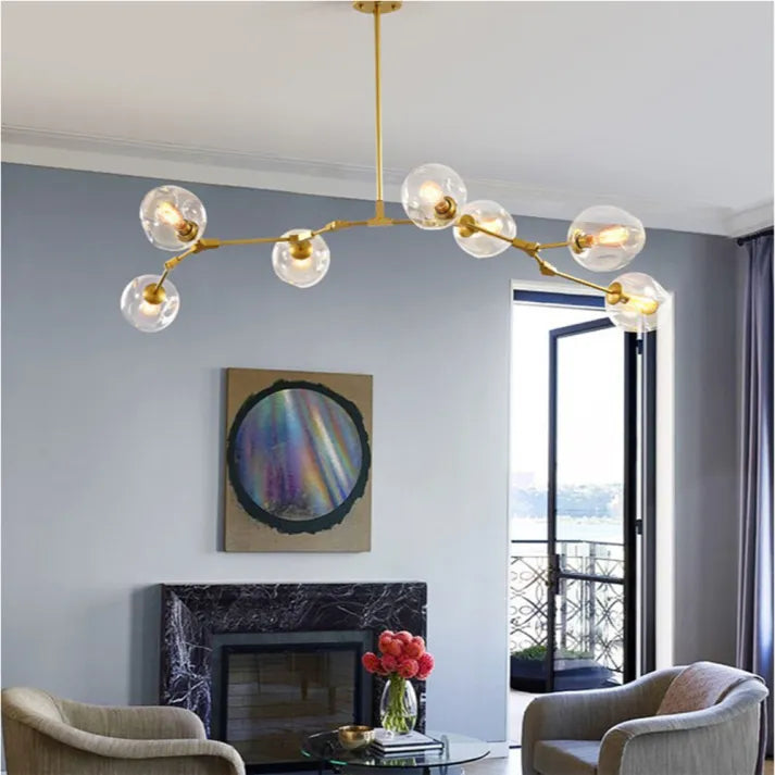 Bifurcation Sputnik chandelier made of bubble glass