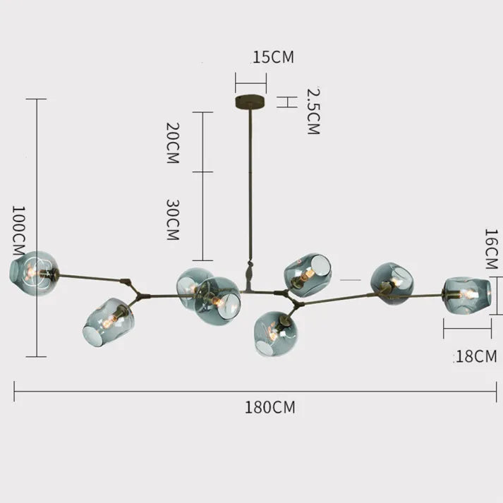 Bifurcation Sputnik chandelier made of bubble glass