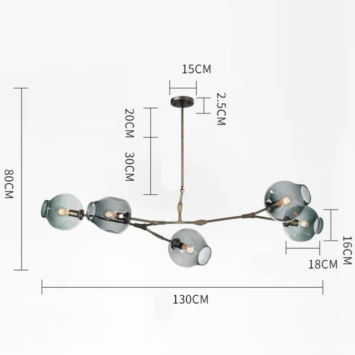 Bifurcation Sputnik chandelier made of bubble glass