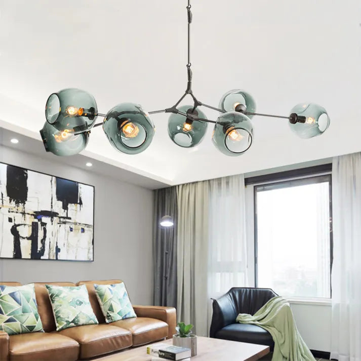 Bifurcation Sputnik chandelier made of bubble glass