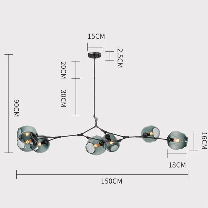 Bifurcation Sputnik chandelier made of bubble glass